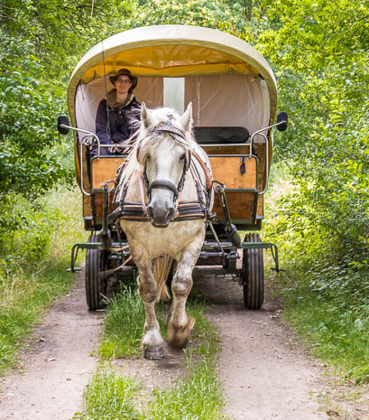 Susanne und Anja mit dem Planwagen durch die Uckermark (2015)